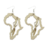 Boucle D’Oreille Continent Africain en Bois