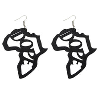 Boucle D’Oreille Continent Africain en Bois