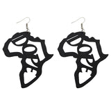 Boucle D’Oreille Continent Africain en Bois