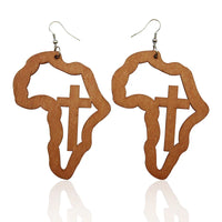 Boucle D’Oreille Continent Africain en Bois