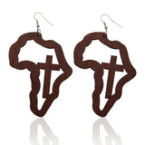 Boucle D’Oreille Continent Africain en Bois