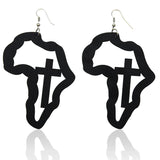 Boucle D’Oreille Continent Africain en Bois