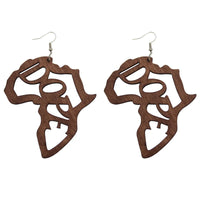 Boucle D’Oreille Continent Africain en Bois