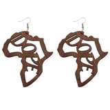 Boucle D’Oreille Continent Africain en Bois