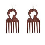 Boucle D'Oreilles Peigne Africain en Bois