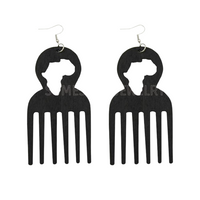 Boucle D'Oreilles Peigne Africain en Bois