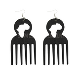 Boucle D'Oreilles Peigne Africain en Bois