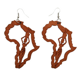 Boucle D’Oreille Continent Africain en Bois