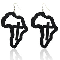 Boucle D’Oreille Continent Africain en Bois