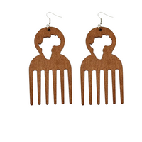 Boucle D'Oreilles Peigne Africain en Bois